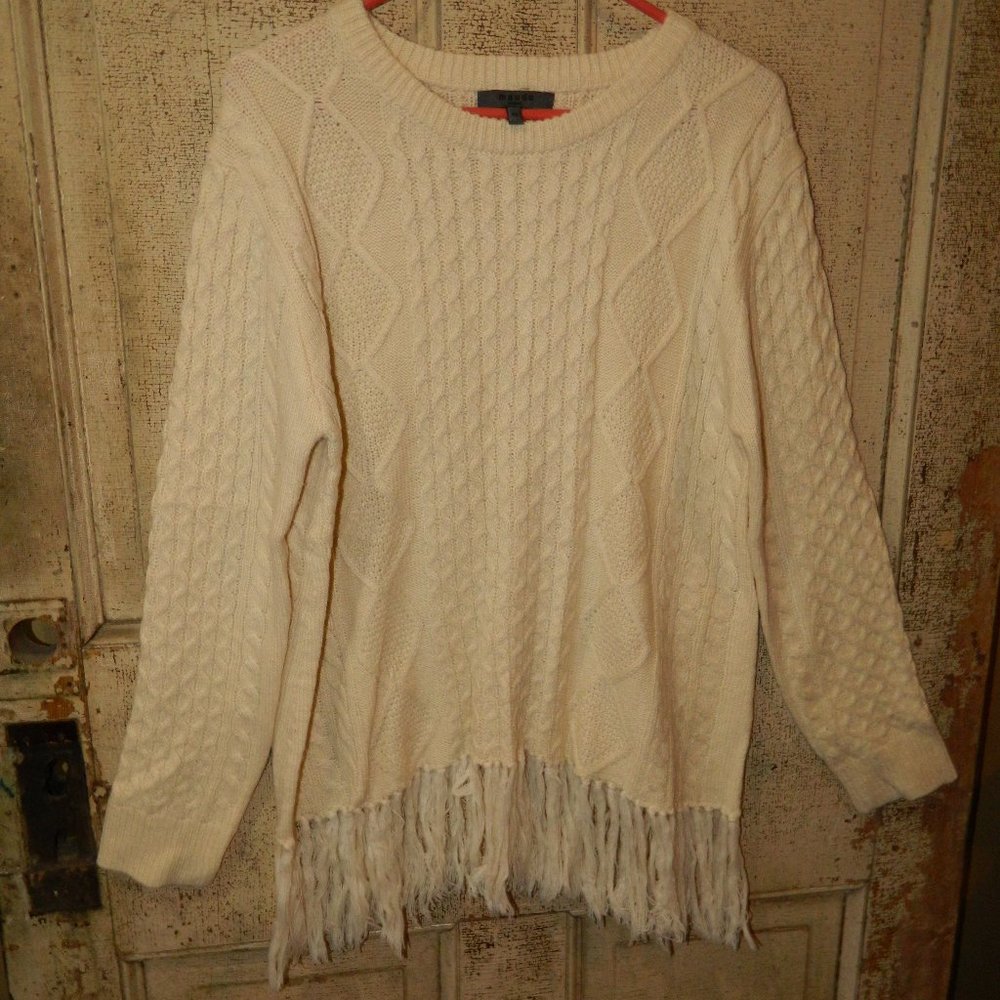 Maude Vivante Fringe Cable Sweater Size M (NN-9)